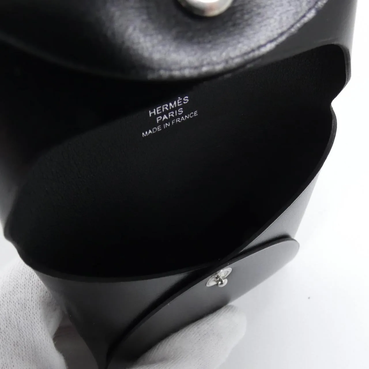 HERMES 078405CK Coin Case Box Calf 黑色 Box 皮 中古品A - 縮圖 4