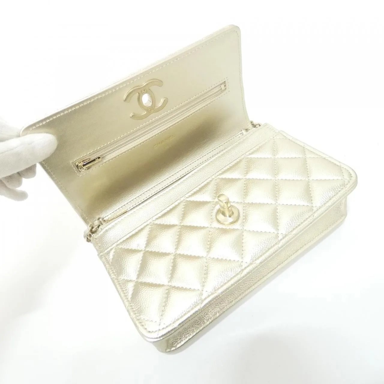 CHANEL Chanel 19 AP3938 Wallet Caviar Leather Gold Caviar Leather Rank A - Thumbnail 7