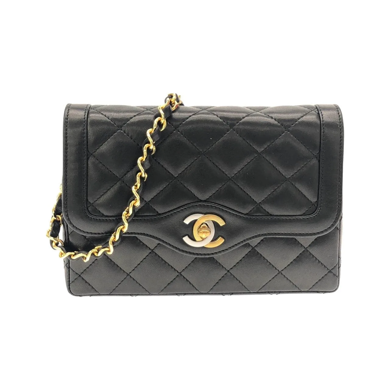 CHANEL Shoulder Lambskin Black