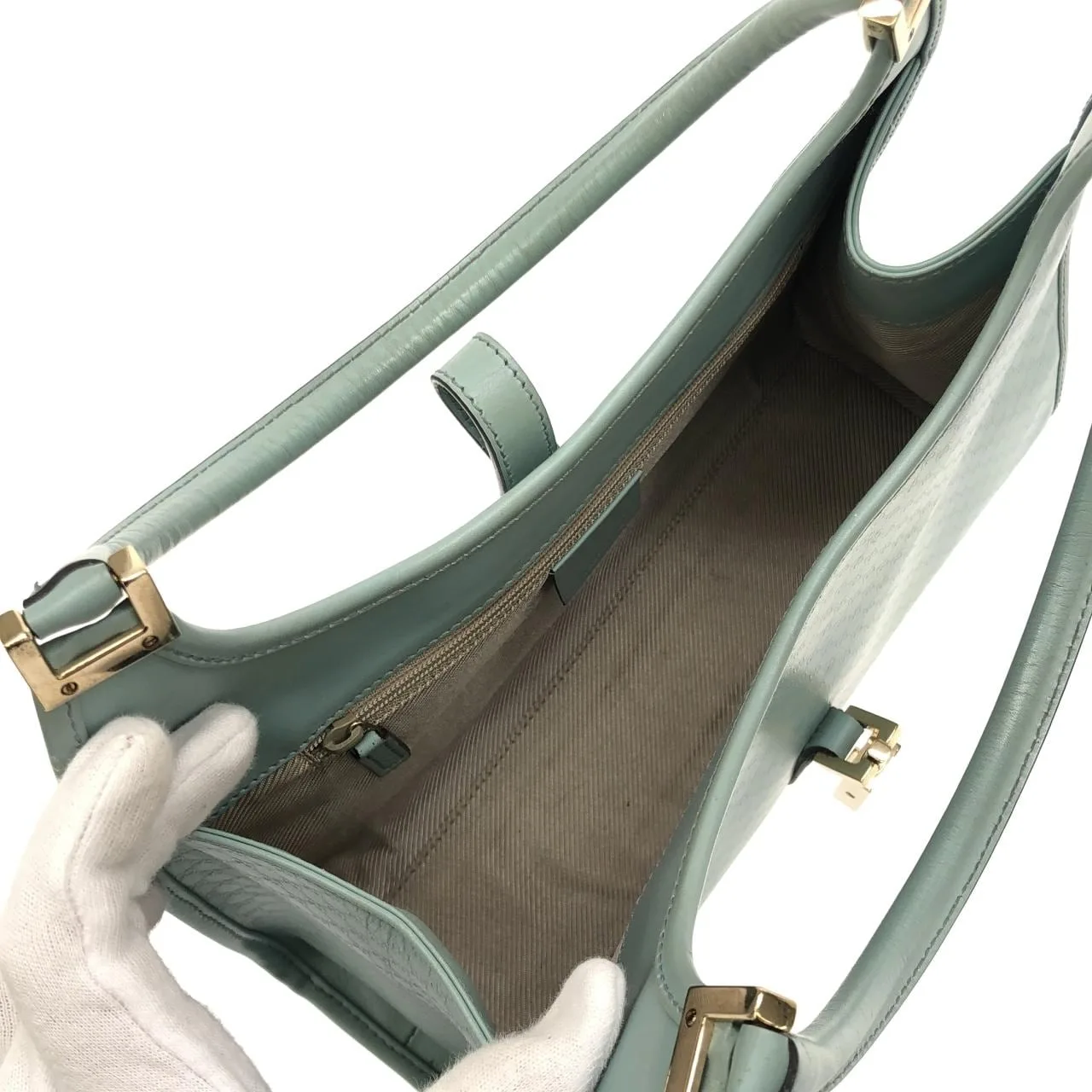 GUCCI 002 1068 Shoulder Leather Blue Leather Rank B - Thumbnail 8