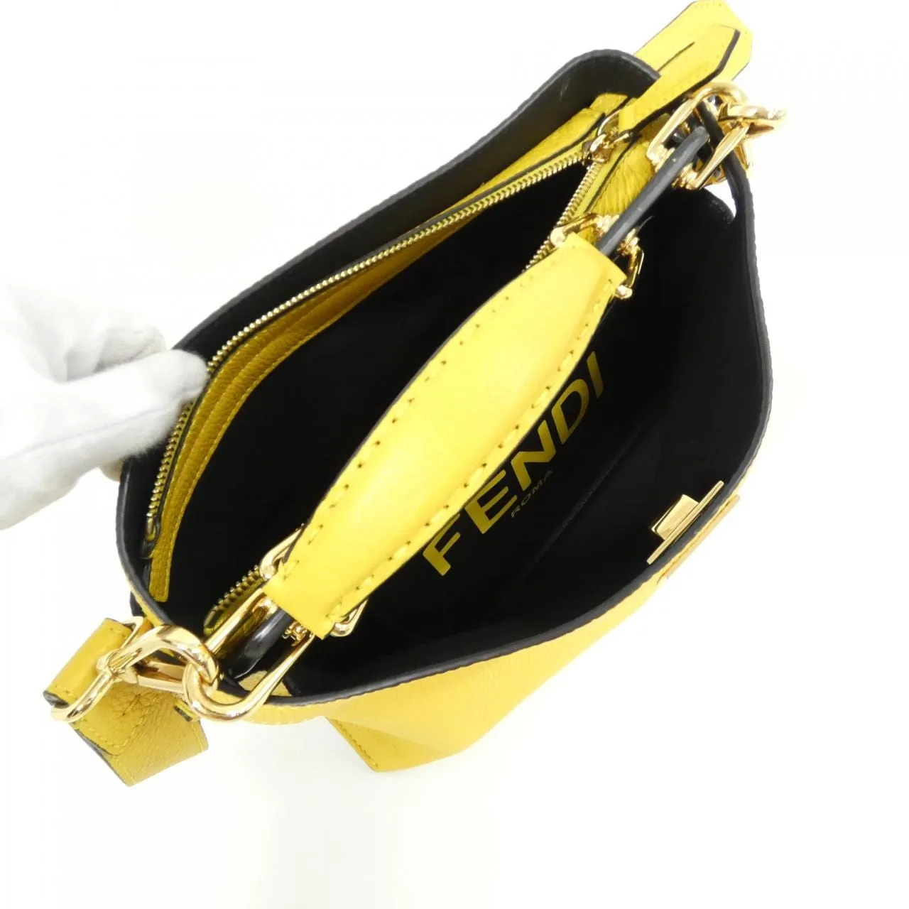 FENDI Peekaboo 7VA506 ADM7 Handbag Yellow Rank A - Thumbnail 8