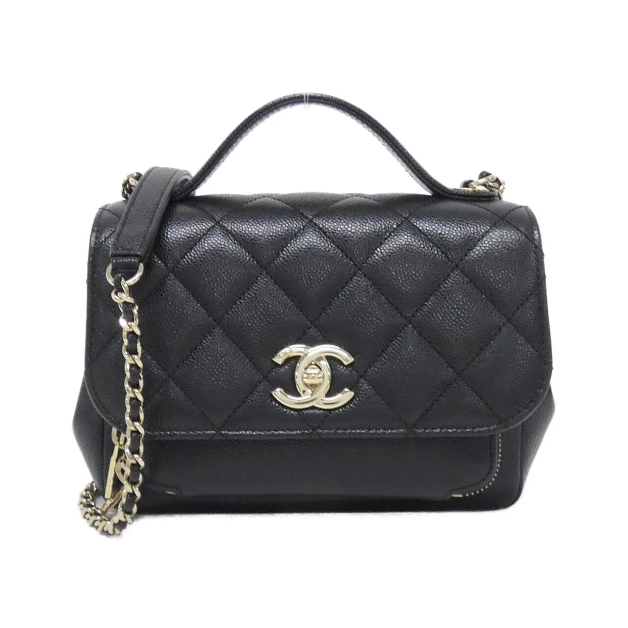 CHANEL 93749 Handbag Grained Calfskin Black