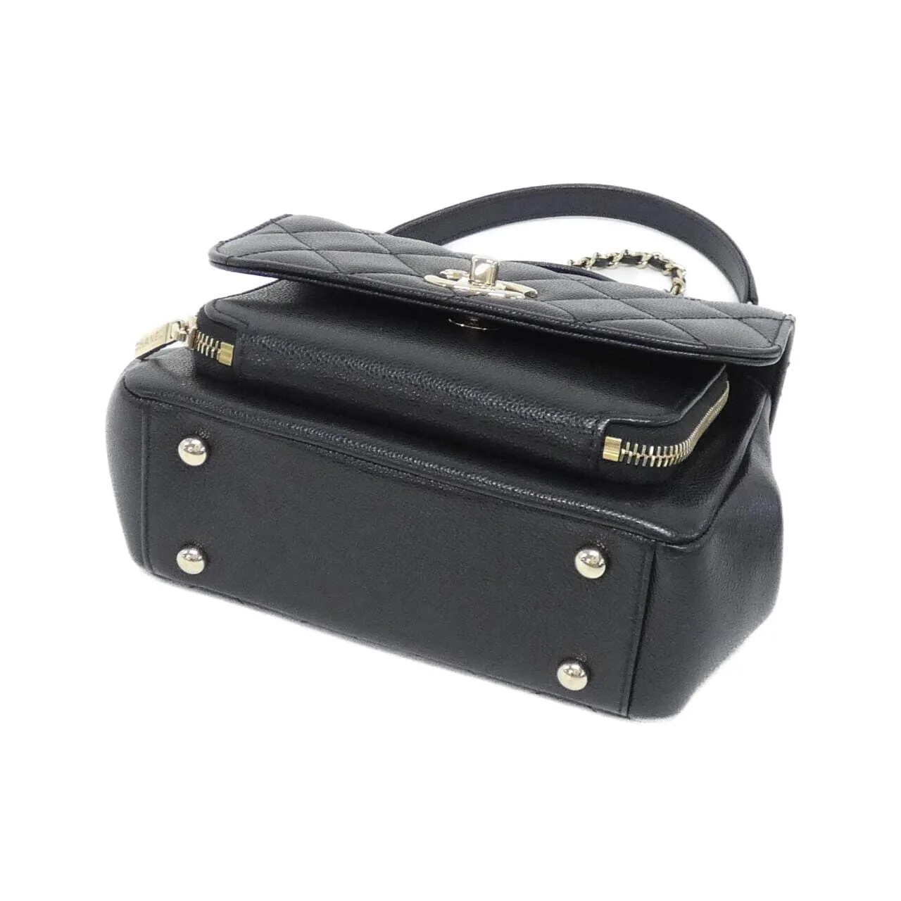 CHANEL 93749 Handbag Grained Calfskin Black Grained Calfskin Rank A - Thumbnail 3
