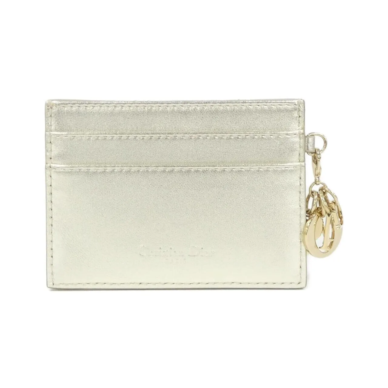 DIOR Card Case Lambskin Gold Lambskin Rank A - Thumbnail 2