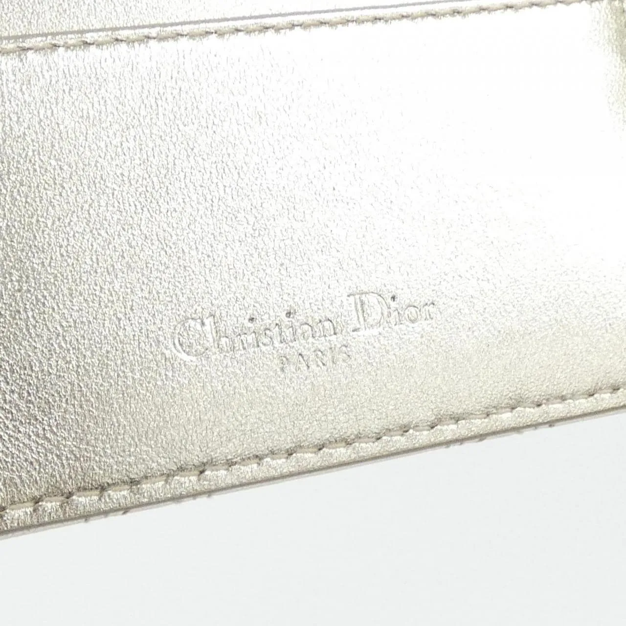DIOR Card Case Lambskin Gold Lambskin Rank A - Thumbnail 3