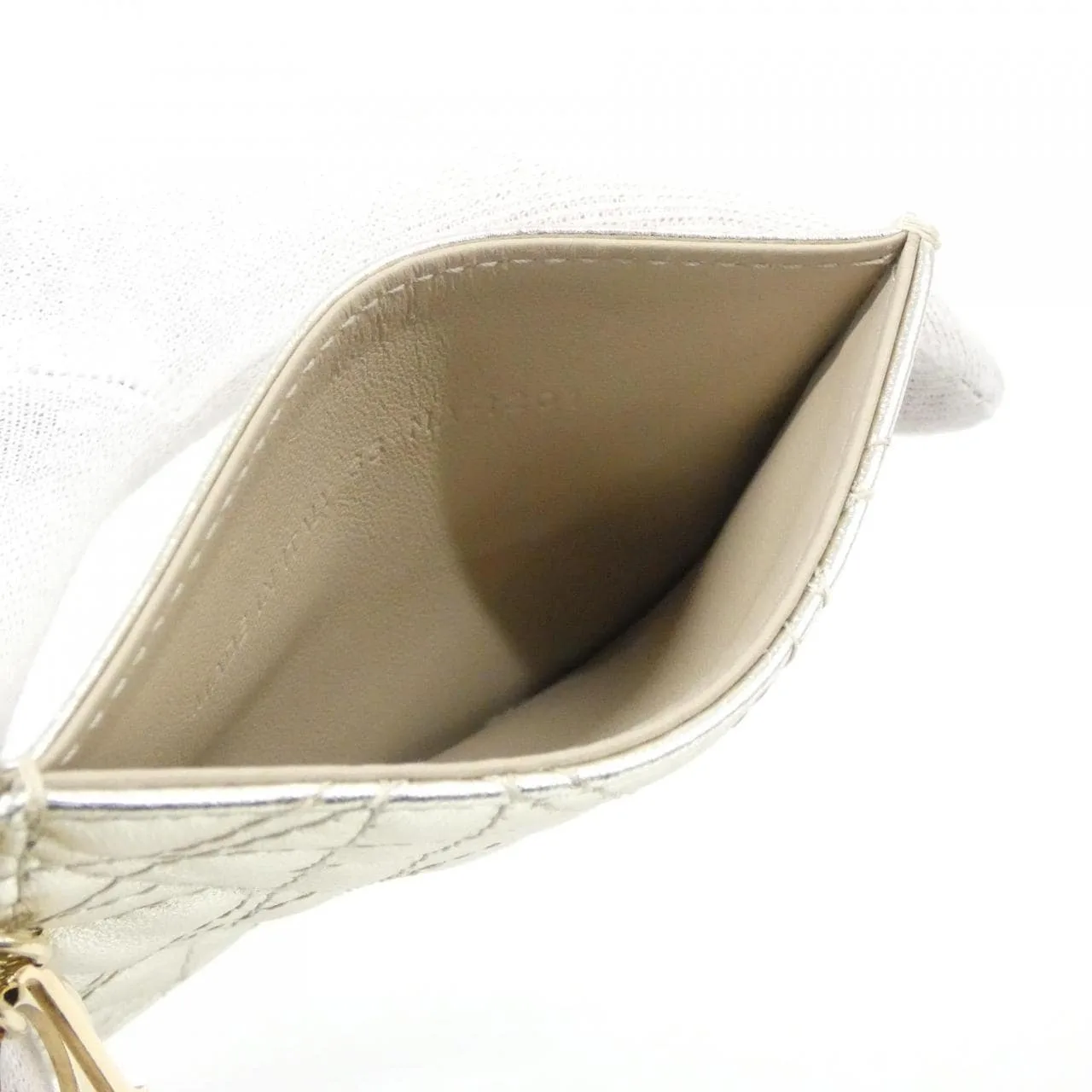 DIOR Card Case Lambskin Gold Lambskin Rank A - Thumbnail 5