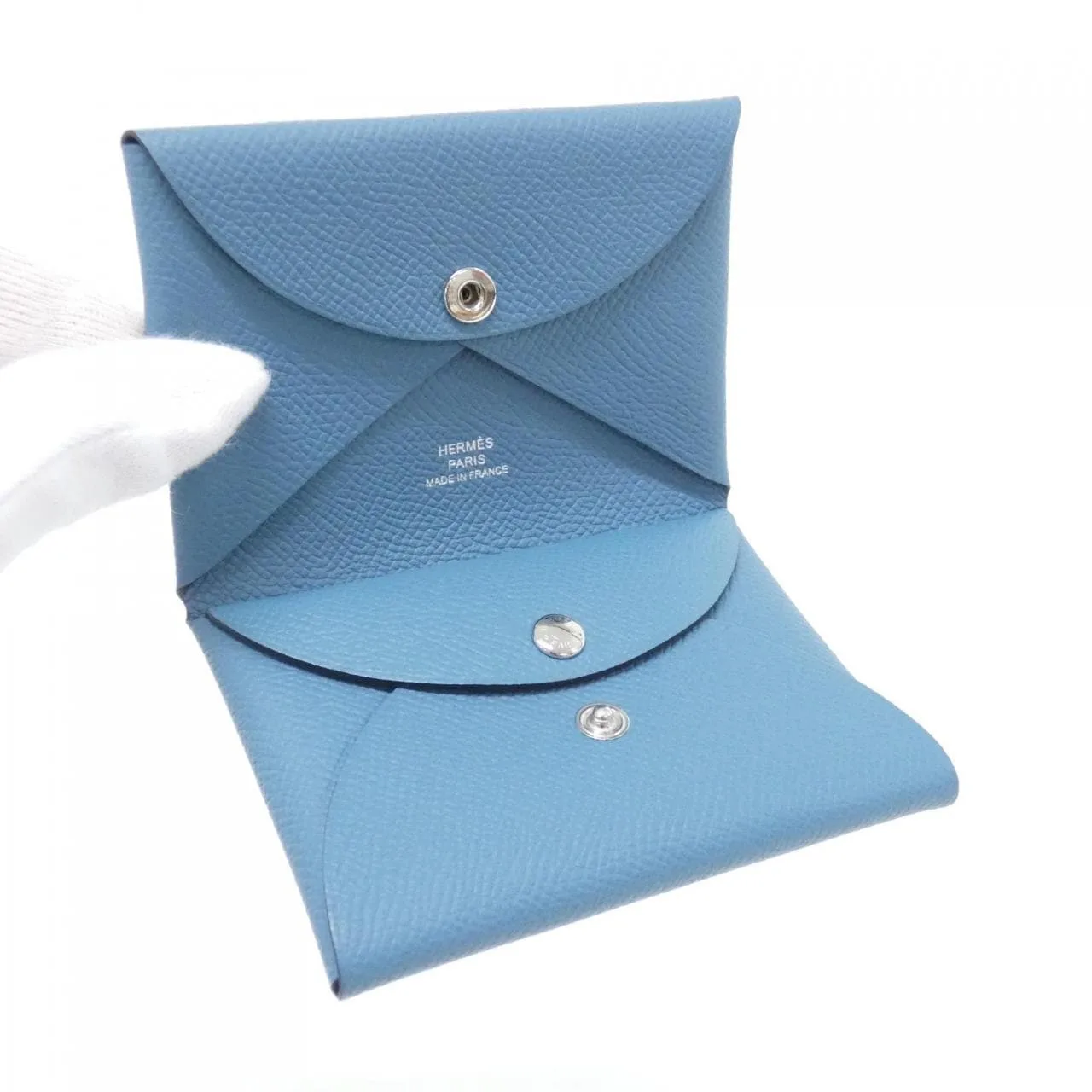 HERMES 083035CK Coin Case Epsom 藍色 Epsom 皮 中古品A - 縮圖 2