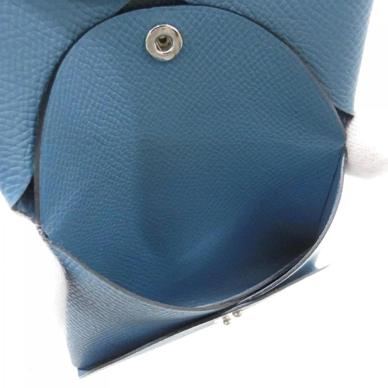 HERMES 083035CK Coin Case Epsom 藍色 Epsom 皮 中古品A - 縮圖 4