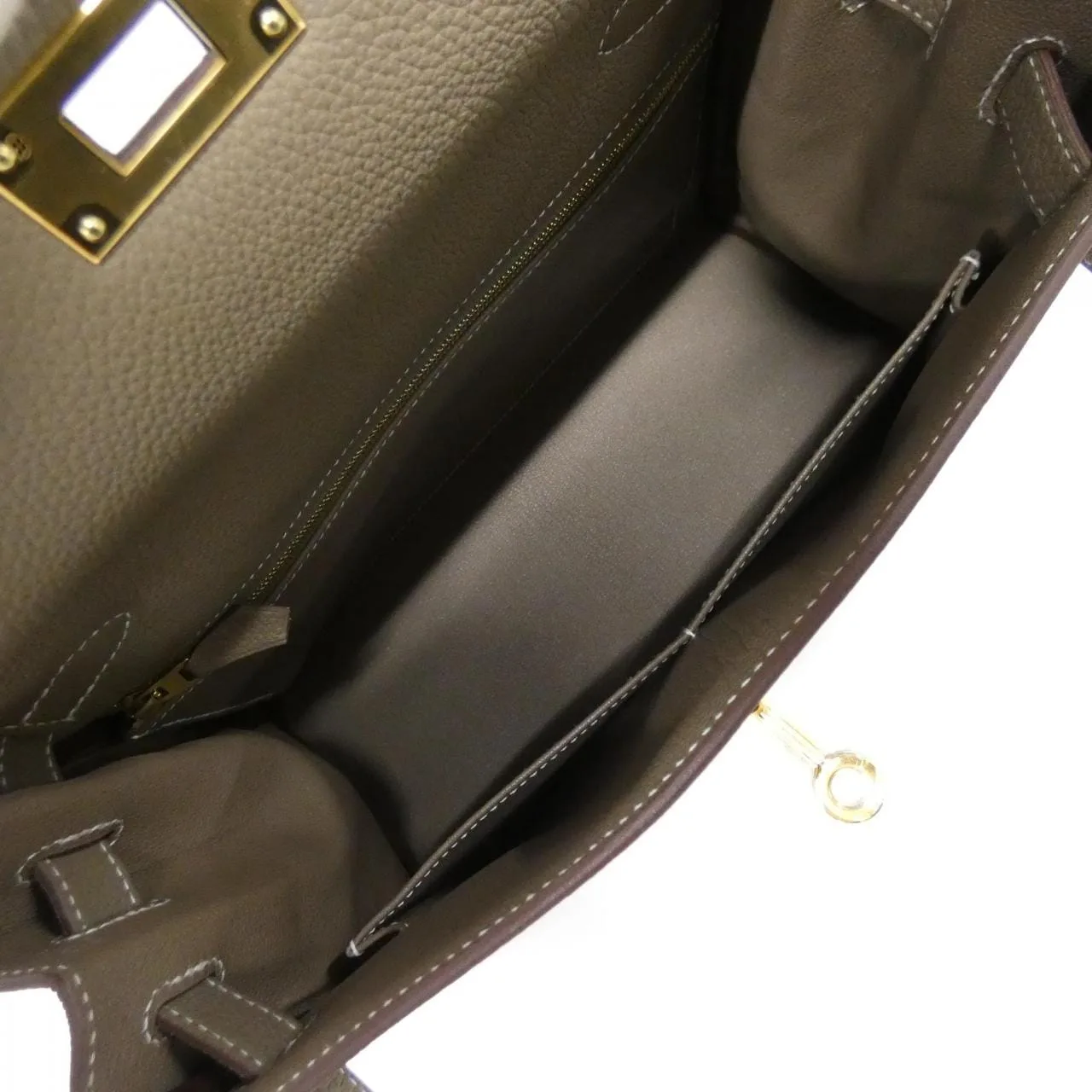 HERMES Kelly 027630CC Handbag Togo Etoupe Togo Leather Unused - Thumbnail 6
