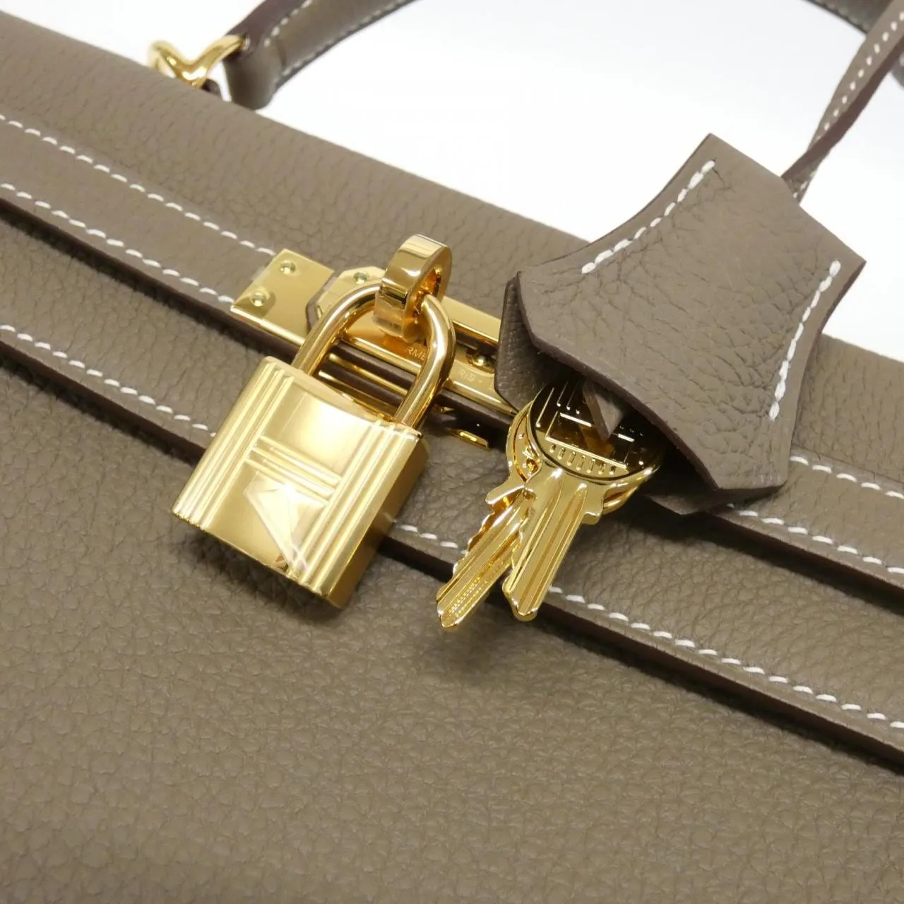 HERMES Kelly 044624CC Handbag Togo Etoupe Togo Leather Rank A - Thumbnail 4