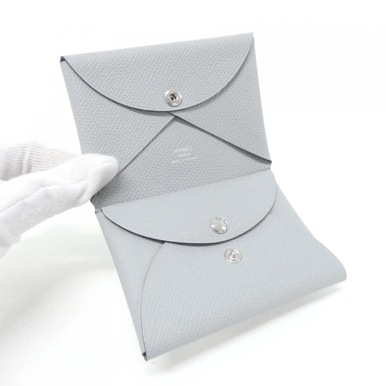 HERMES 083035CK Coin Case Epsom Blue Epsom Leather Unused - Thumbnail 2