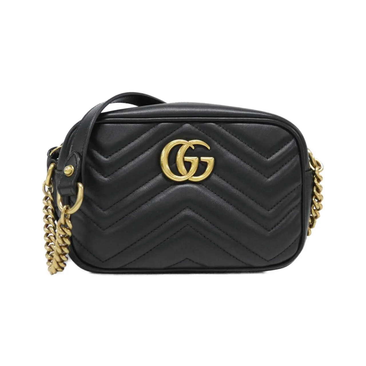 GUCCI GG Marmont 448065 DTD1T Shoulder Leather Black