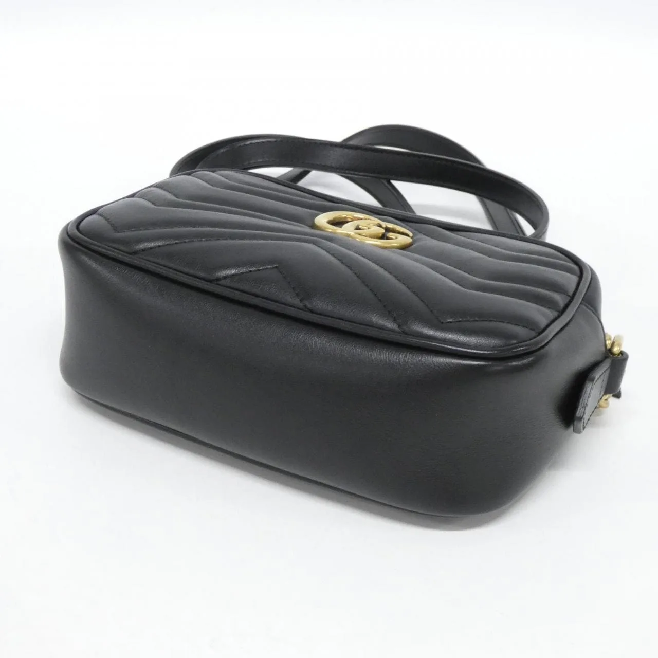 GUCCI GG Marmont 448065 DTD1T Shoulder Leather 黑色 皮革 中古品A - 縮圖 3