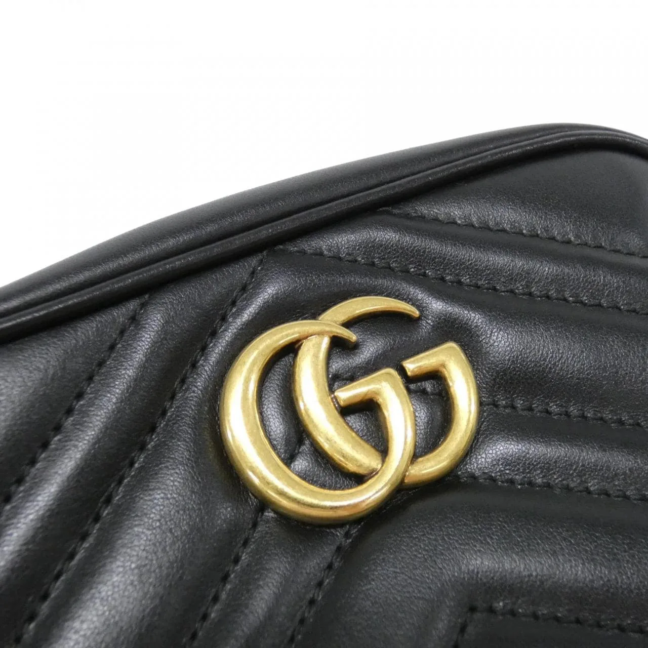 GUCCI GG Marmont 448065 DTD1T Shoulder Leather 黑色 皮革 中古品A - 縮圖 4