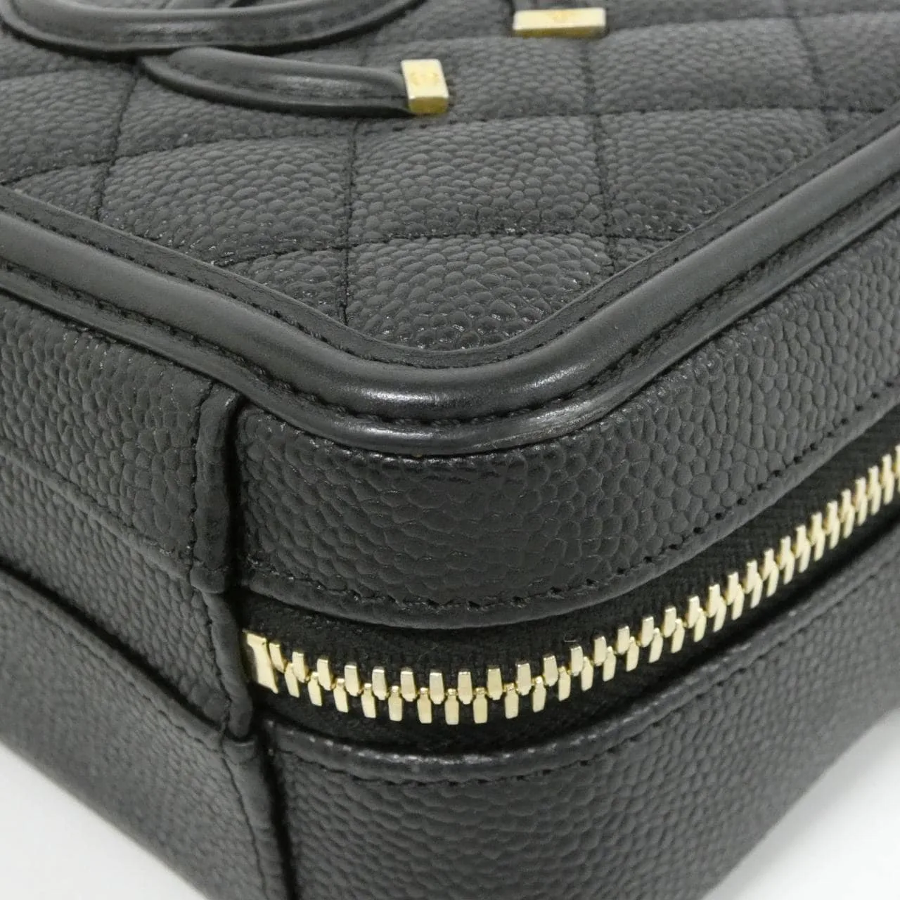 CHANEL 93342 Shoulder Grained Calfskin Black Grained Calfskin - Thumbnail 3