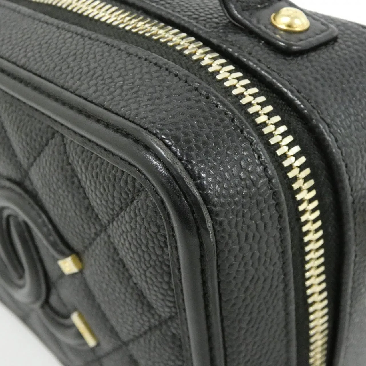 CHANEL 93342 Shoulder Grained Calfskin Black Grained Calfskin - Thumbnail 5