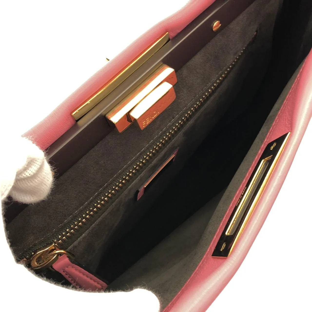 FENDI Peekaboo 8BN290 3ZM Handbag 金色 中古品A - 縮圖 6