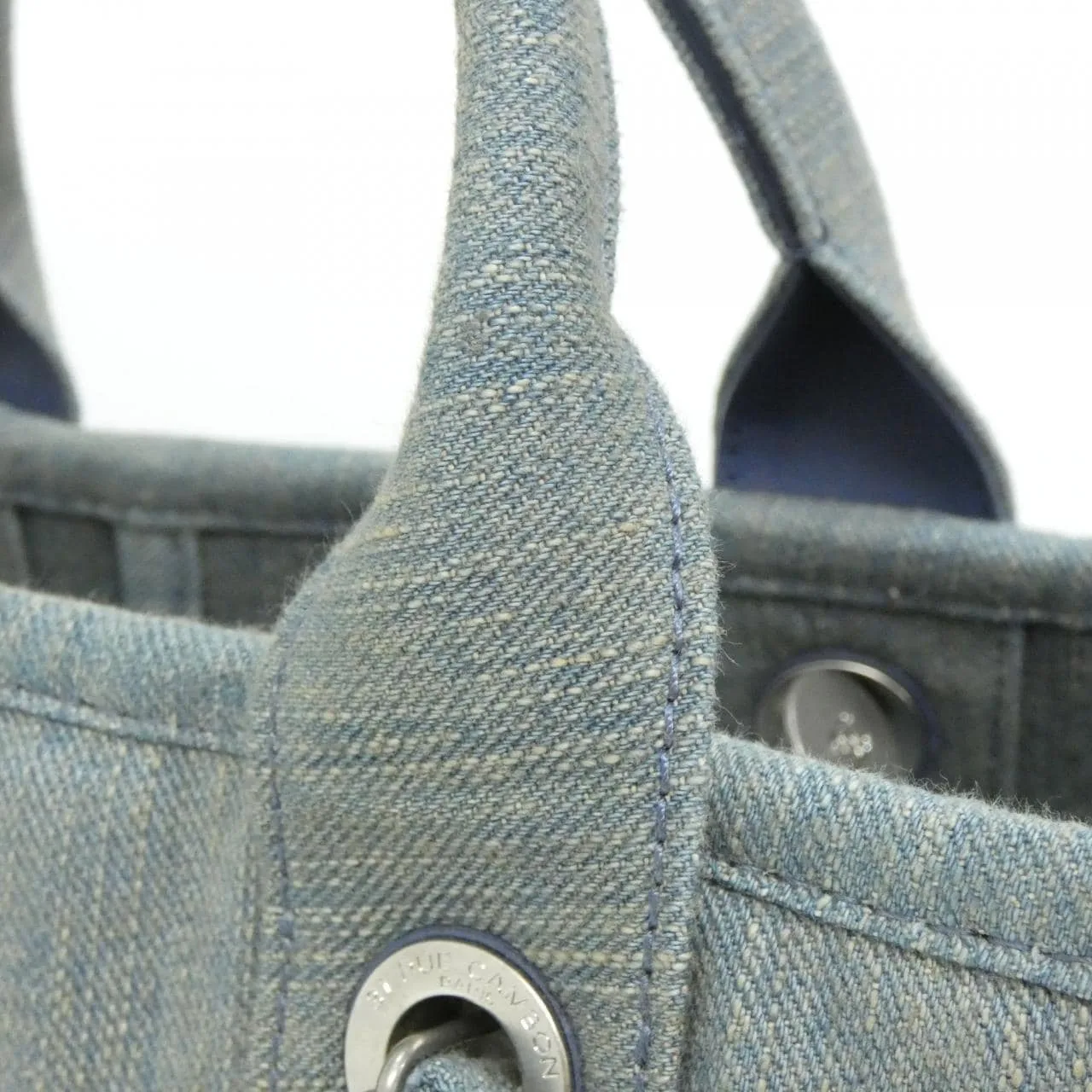 CHANEL Deauville AS3257 Handbag Denim Blue Denim - Thumbnail 6
