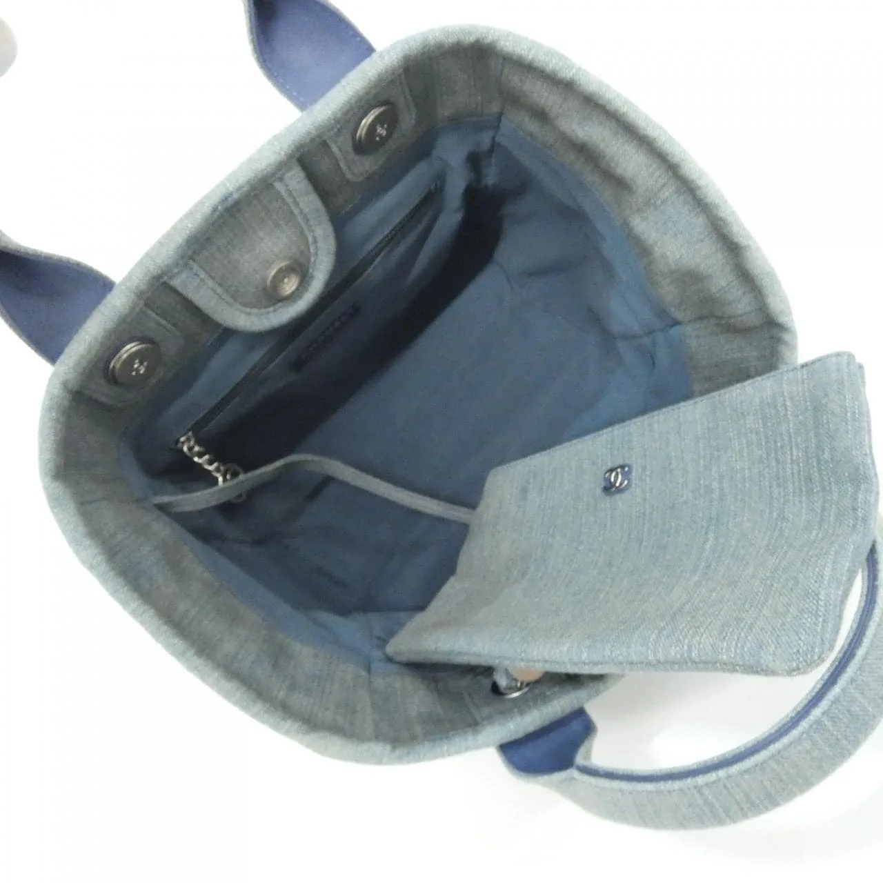 CHANEL Deauville AS3257 Handbag Denim Blue Denim - Thumbnail 8