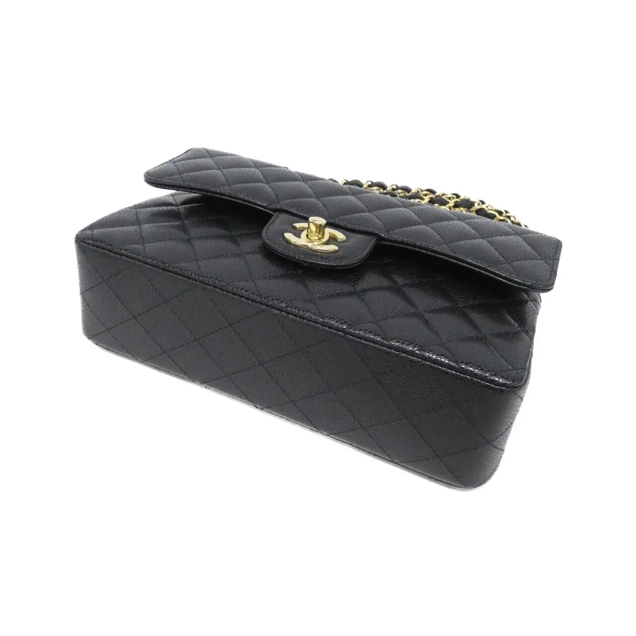 CHANEL Matelasse 1113 Shoulder Grained Calfskin 黑色 荔枝紋牛皮 中古品A - 縮圖 3