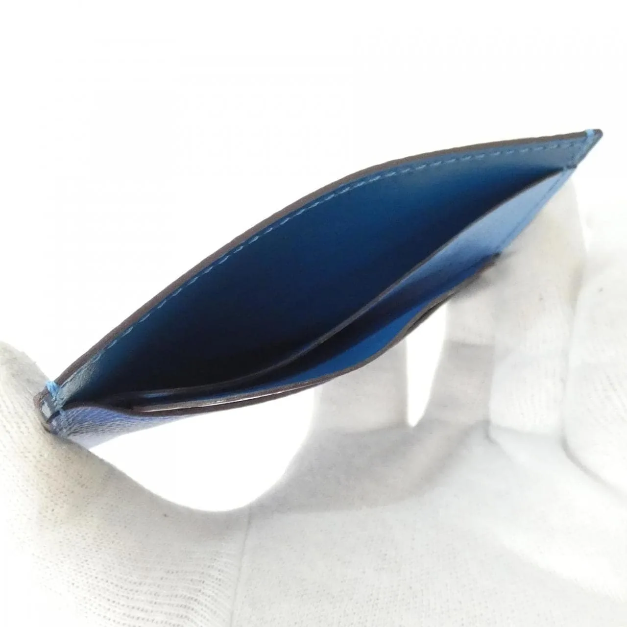 HERMES Card Case Crocodile Blue Crocodile Rank A - Thumbnail 4