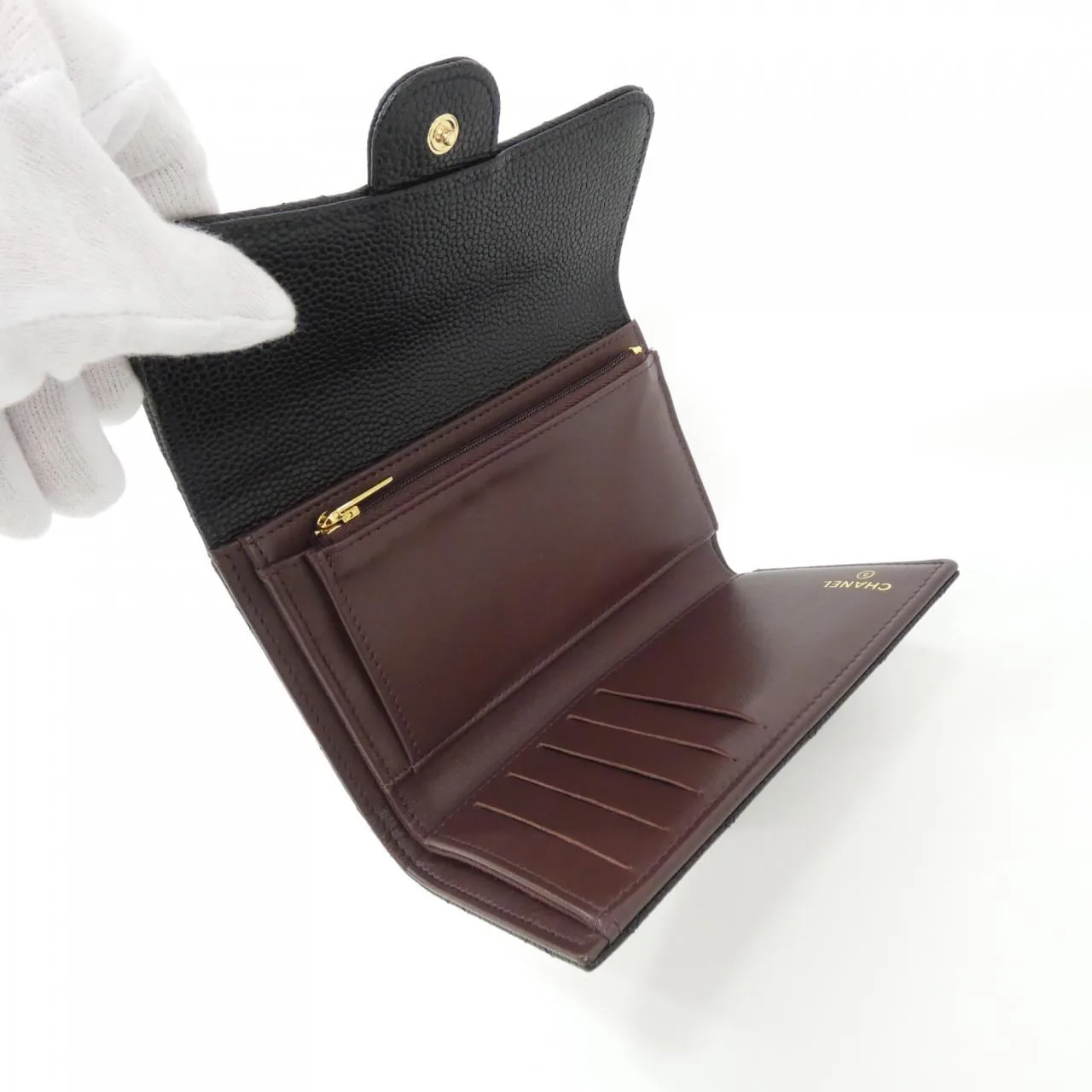 CHANEL Timeless Classic AP0232 Wallet Grained Calfskin 黑色 荔枝紋牛皮 中古品A - 縮圖 4