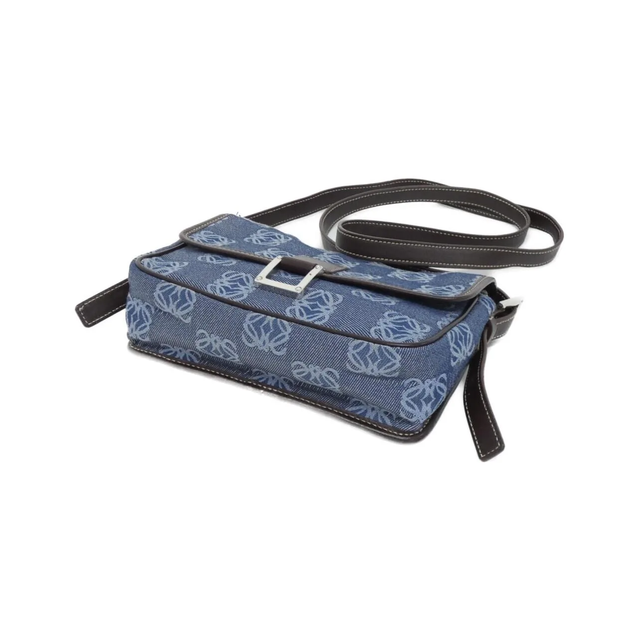 LOEWE 333 79 034 Shoulder Canvas Blue Canvas Rank A - Thumbnail 3
