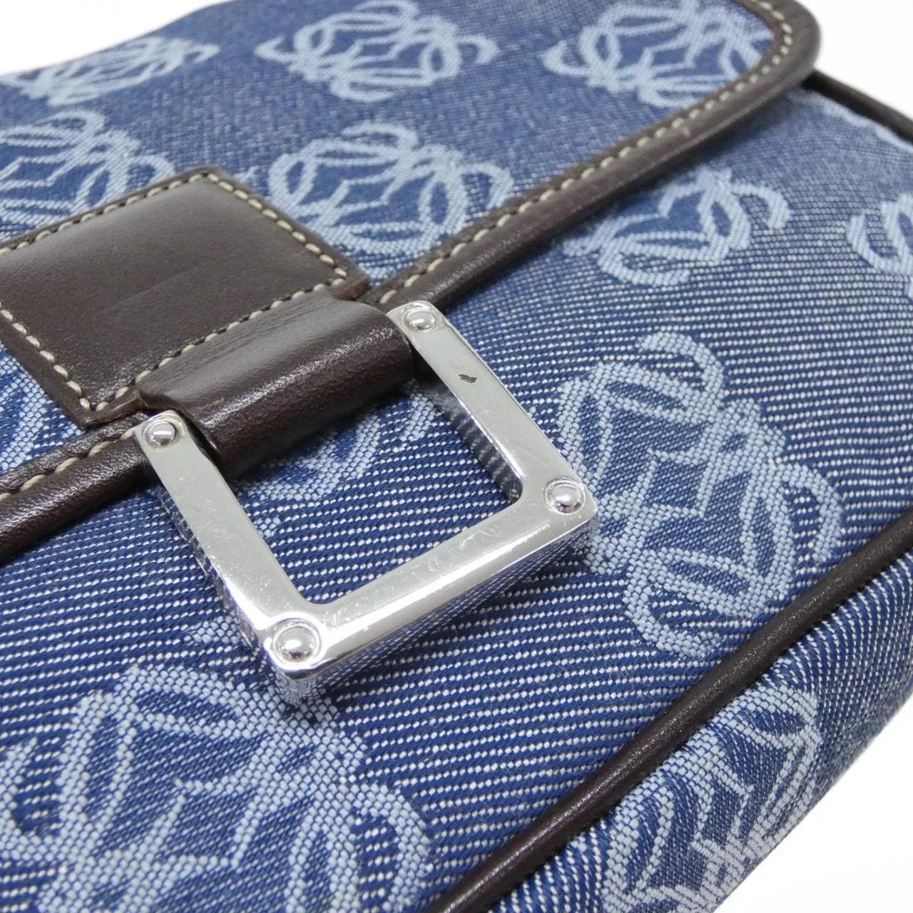 LOEWE 333 79 034 Shoulder Canvas Blue Canvas Rank A - Thumbnail 5