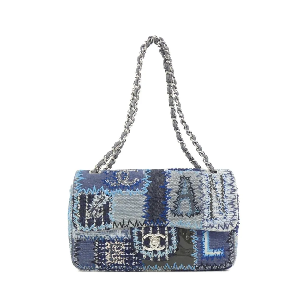 CHANEL 65468 Shoulder Patent Leather Blue