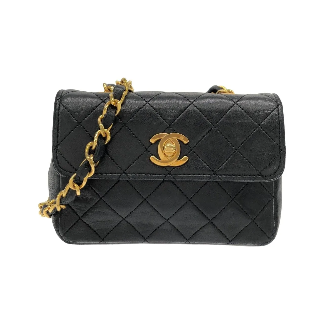 CHANEL Shoulder Lambskin Black