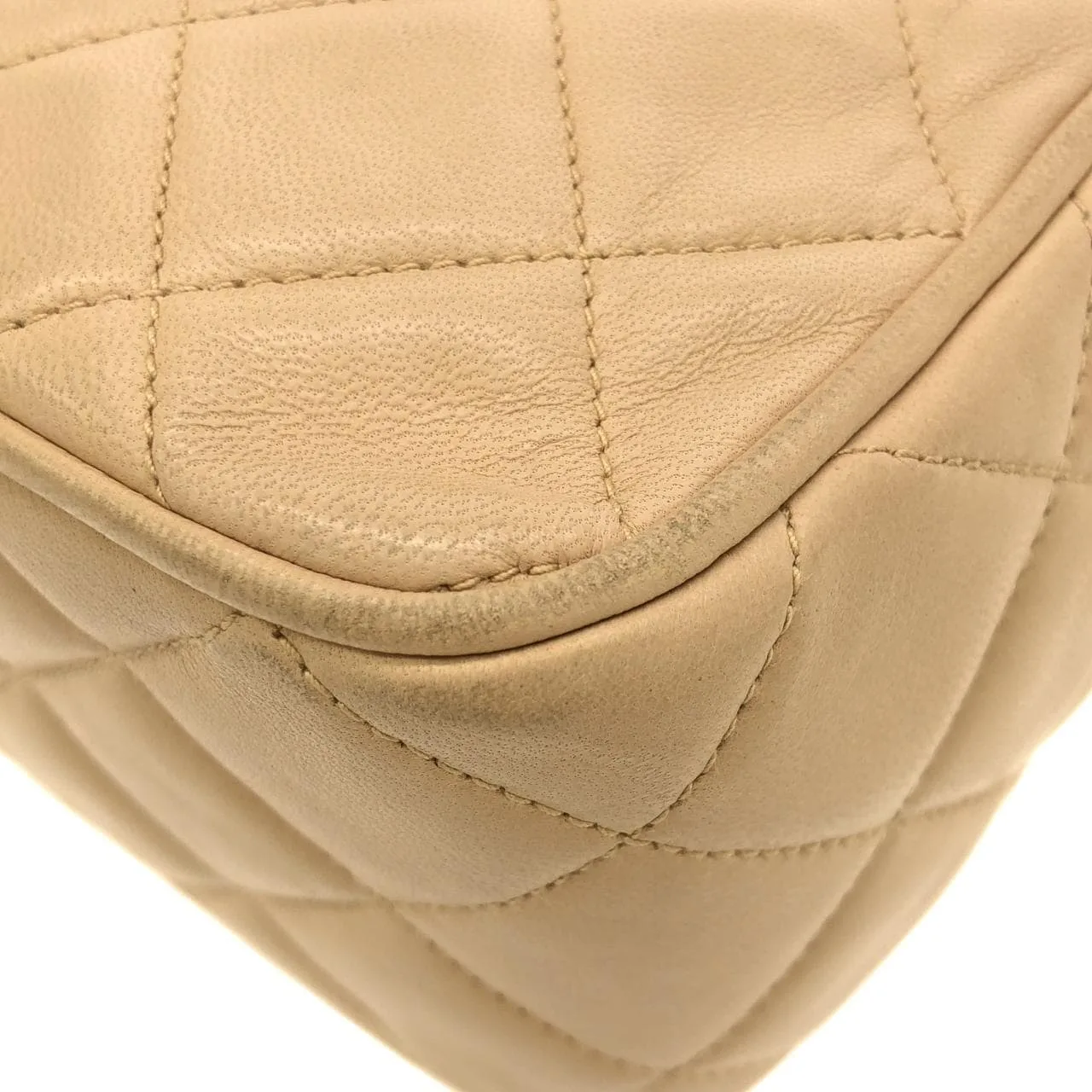 CHANEL Shoulder Lambskin Beige Lambskin Rank B - Thumbnail 3