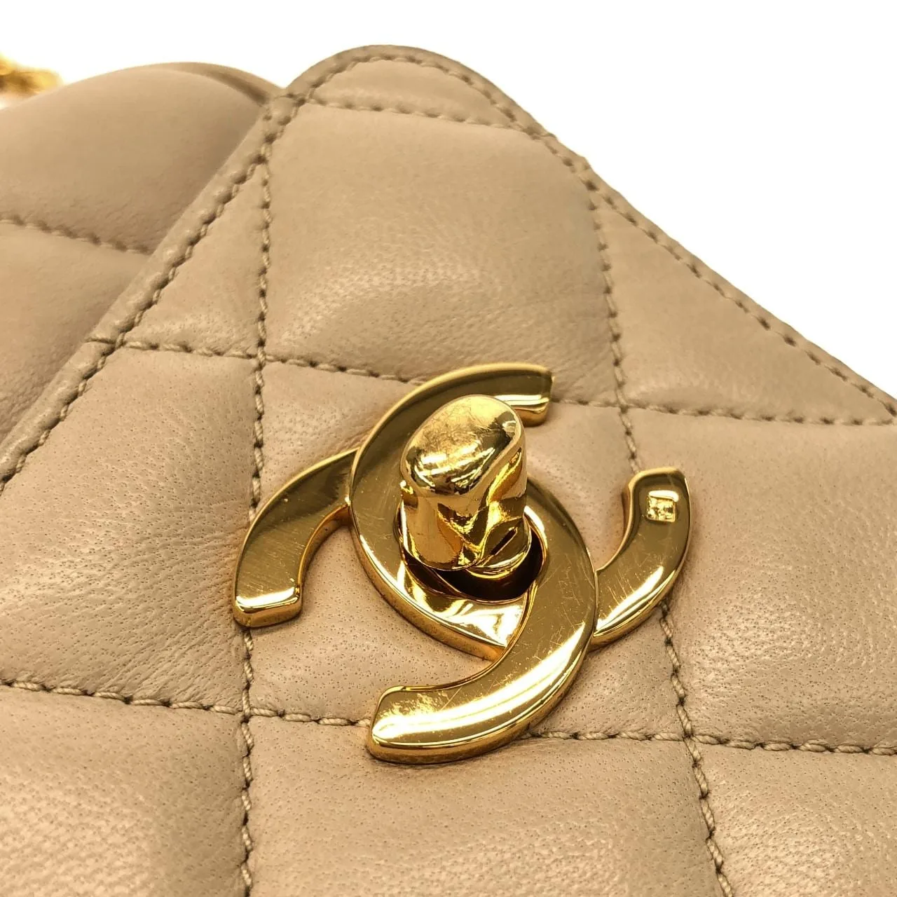 CHANEL Shoulder Lambskin Beige Lambskin Rank B - Thumbnail 5