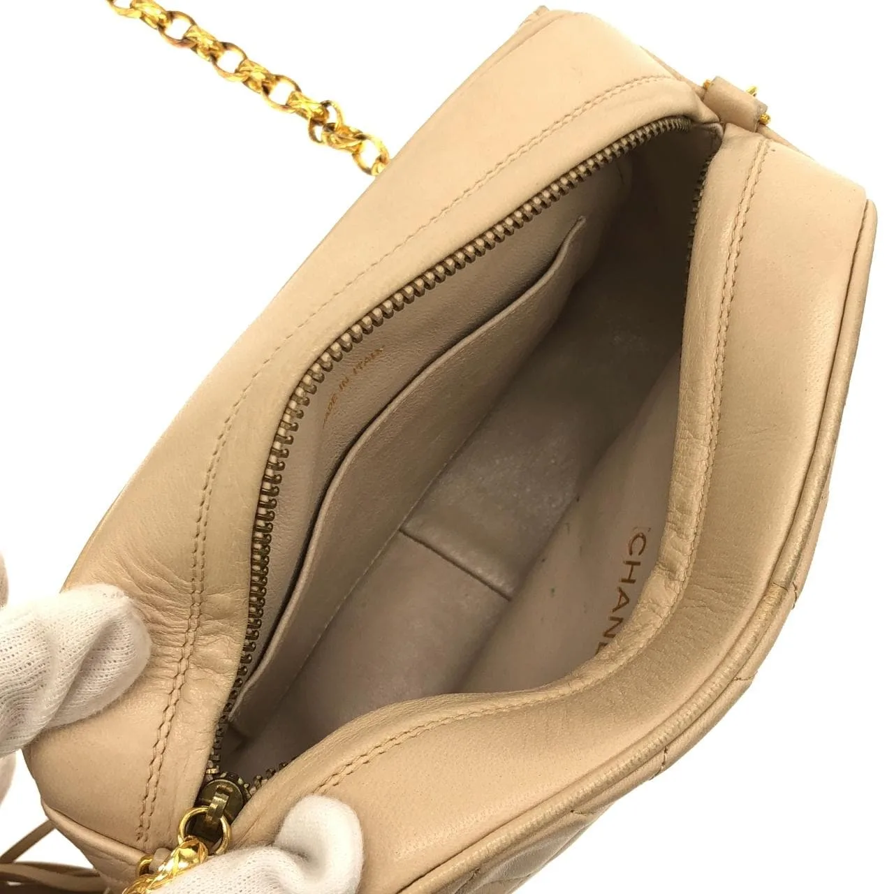 CHANEL Shoulder Lambskin Beige Lambskin Rank B - Thumbnail 8