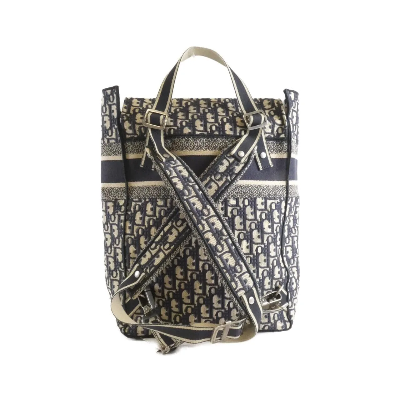 DIOR Book Tote M1293VR1W Backpack Canvas 深藍色 帆布 中古品A - 縮圖 2