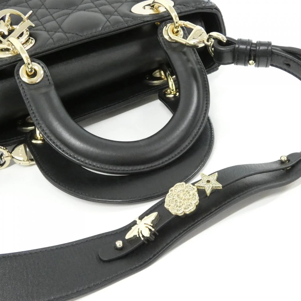 DIOR Lady Dior M0538OCAL Handbag Lambskin 黑色 羊皮 中古品A - 縮圖 8
