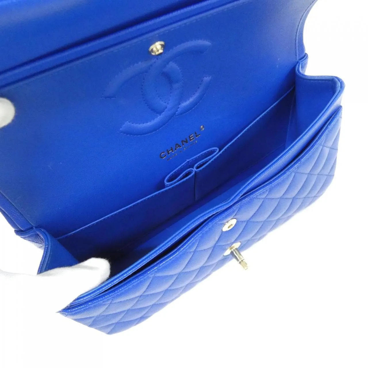 CHANEL Matelasse 1112 Shoulder Grained Calfskin Blue Grained Calfskin Rank A - Thumbnail 7