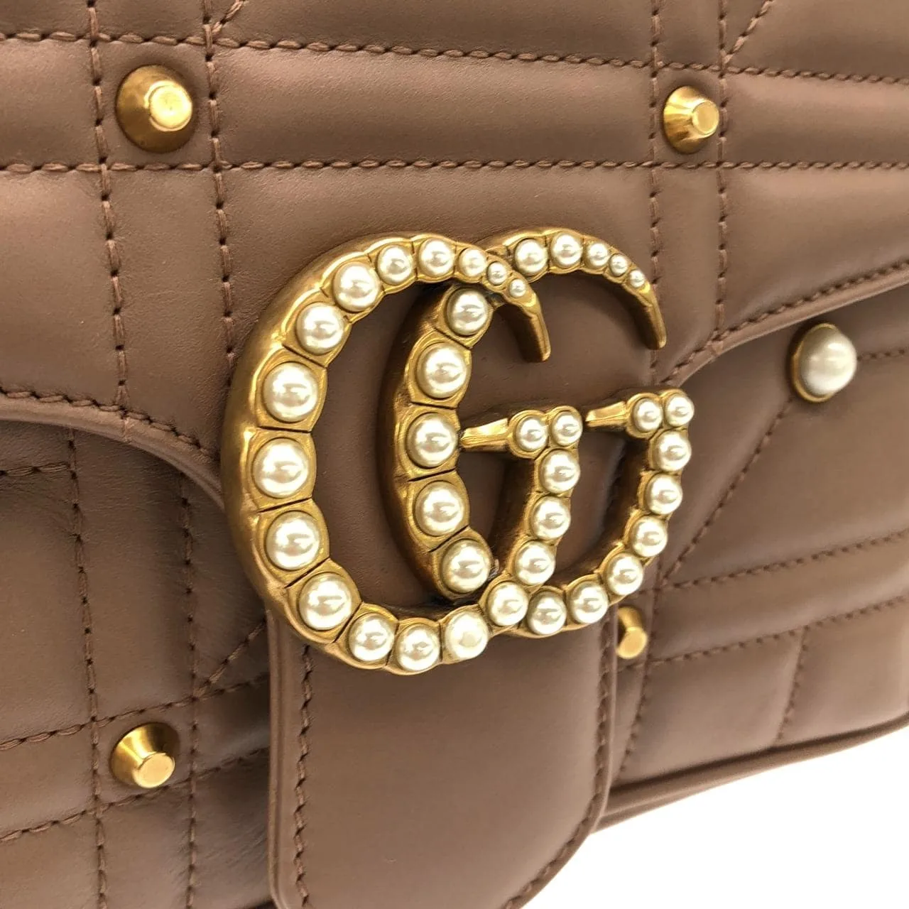 GUCCI Marmont 443497 DRWWT Shoulder Leather Gold Leather Rank A - Thumbnail 4