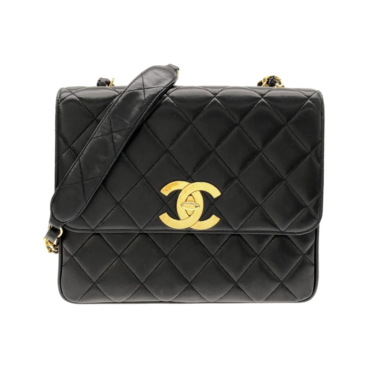 CHANEL Shoulder Lambskin Black