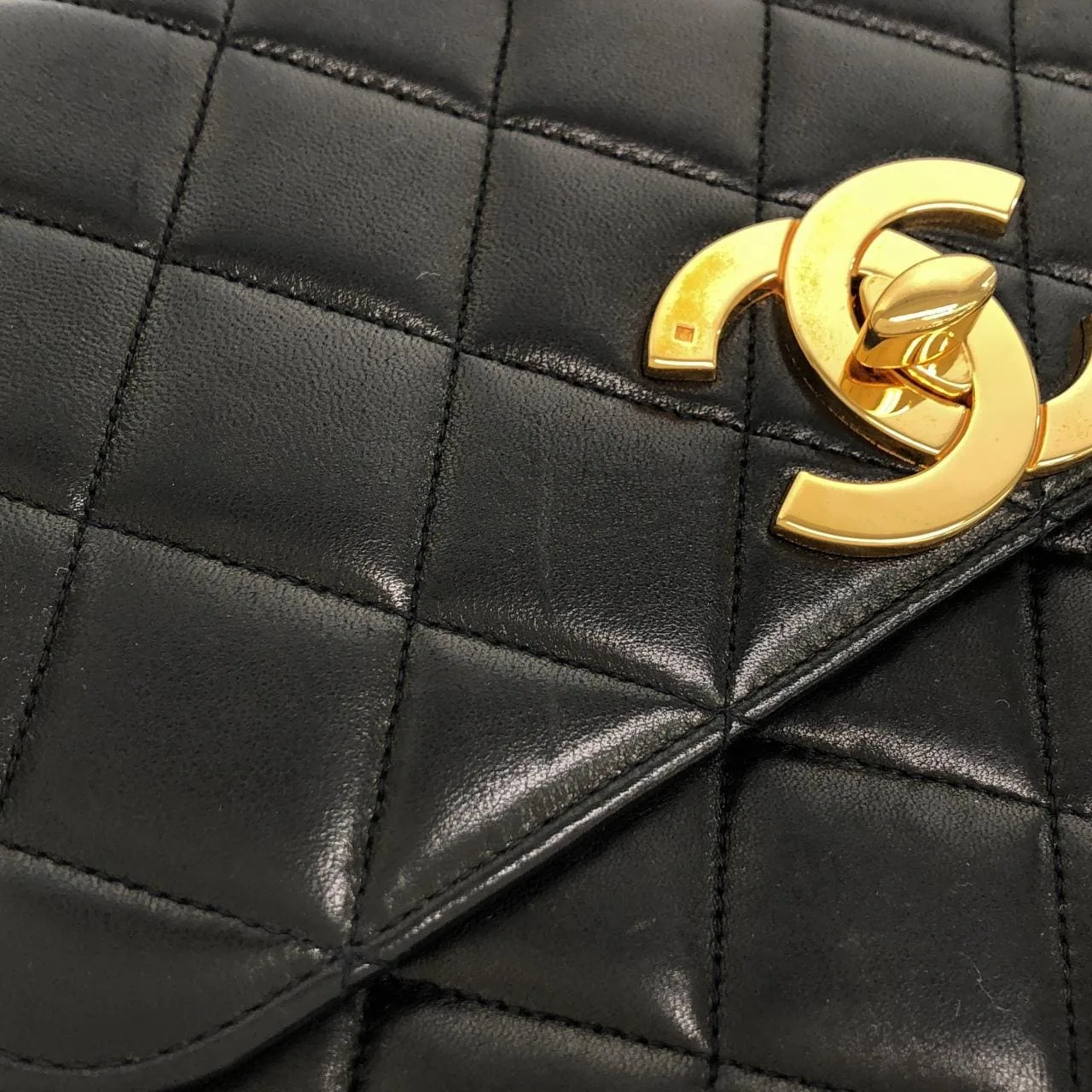 CHANEL Shoulder Lambskin Black Lambskin Rank A - Thumbnail 4