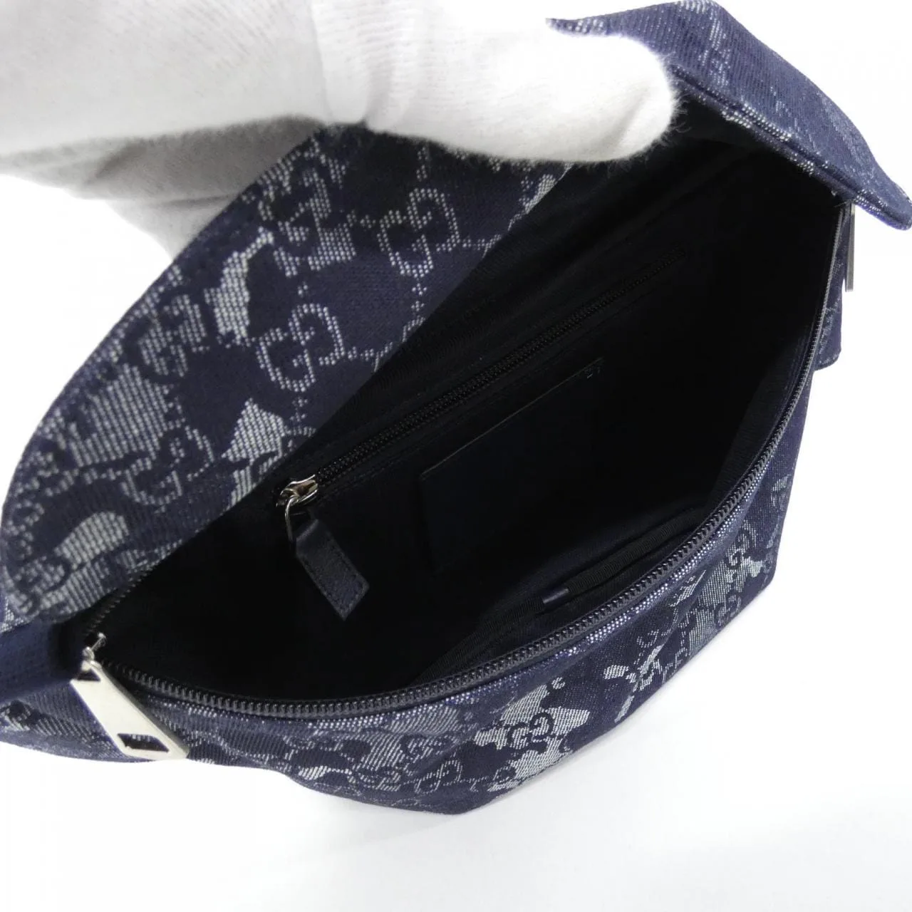 GUCCI 851706 Belt Denim 黑色 牛仔布 中古品A - 縮圖 6