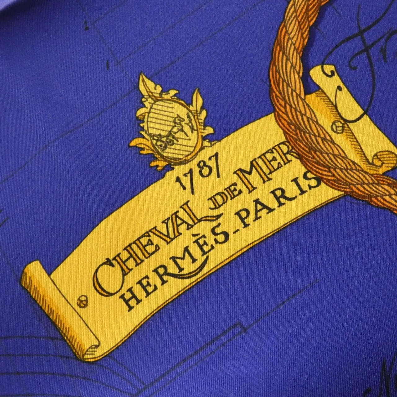 HERMES Scarf 藍色 中古品A - 縮圖 2