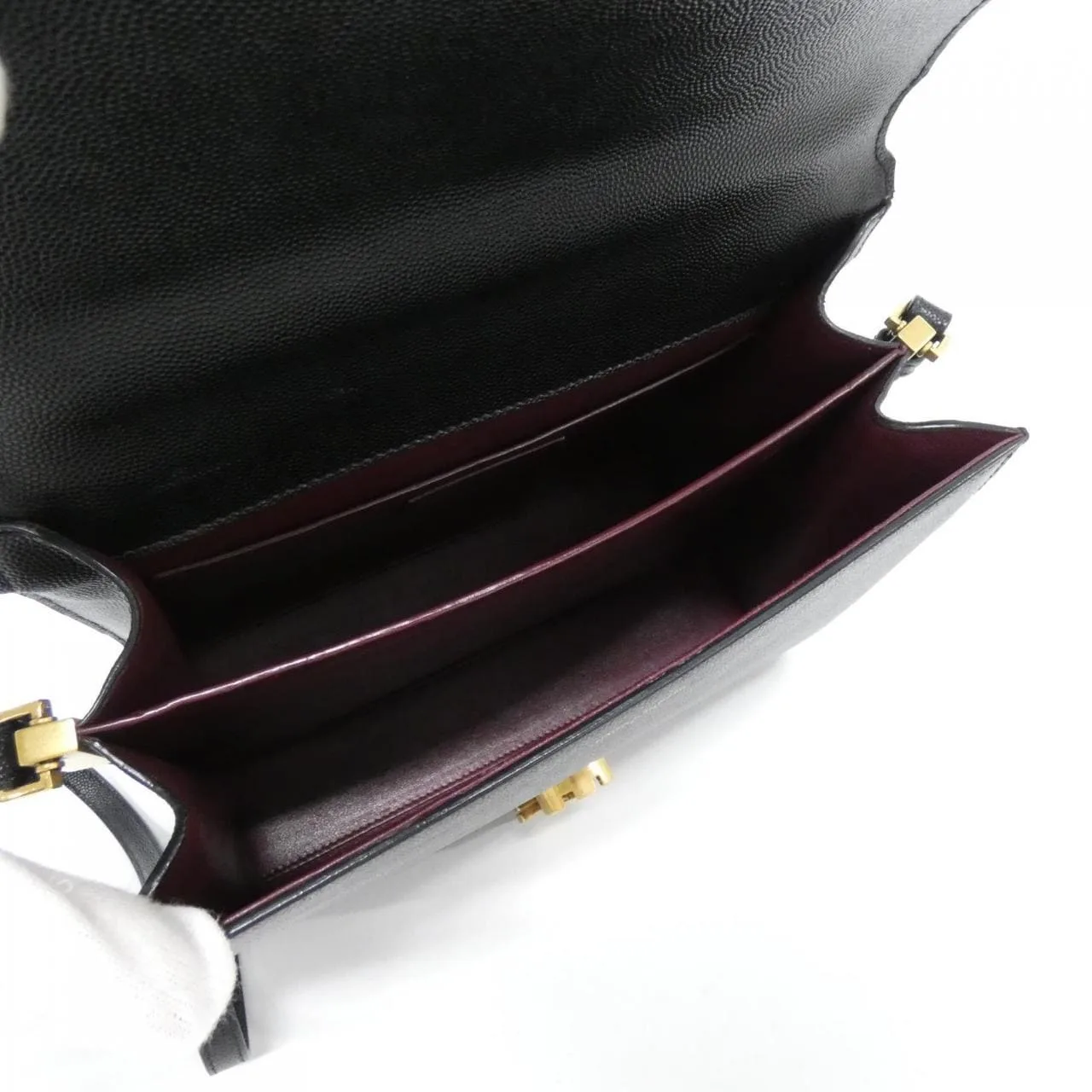 SAINT LAURENT Cassandre 623931 BOW0W Handbag Leather 黑色 皮革 中古品A - 縮圖 7