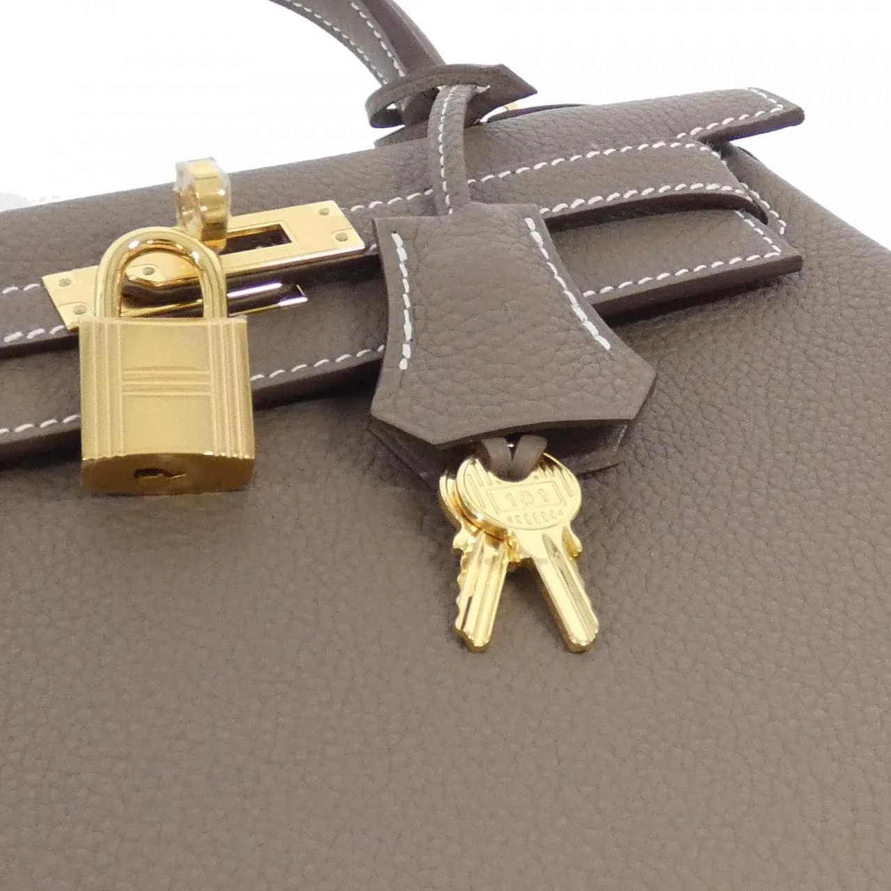 HERMES Kelly 044624CC Handbag Togo Etoupe Togo 牛皮 未使用品 - 縮圖 4