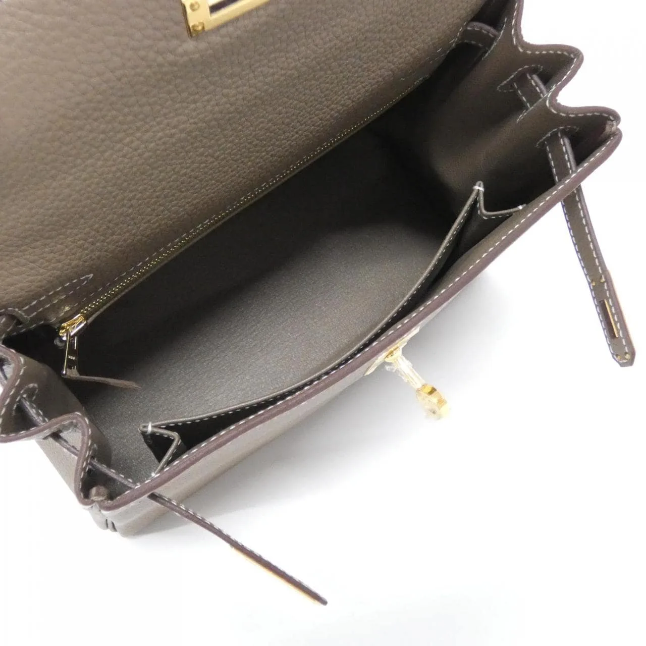 HERMES Kelly 044624CC Handbag Togo Etoupe Togo 牛皮 未使用品 - 縮圖 6
