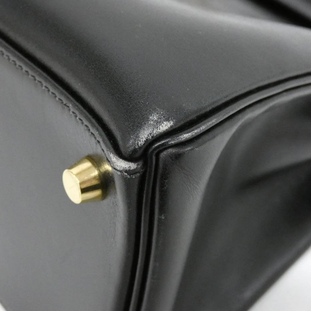 HERMES Kelly 001865CC Handbag Box Calf Black Box Calf Leather Rank B - Thumbnail 3