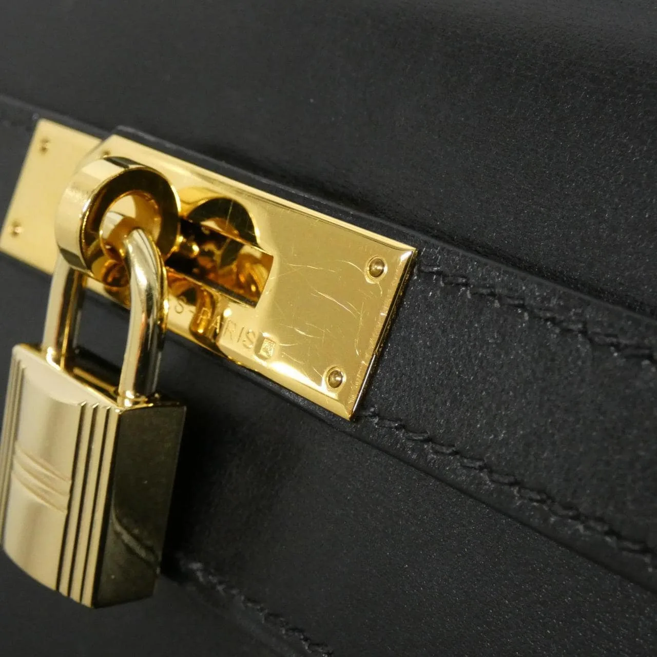 HERMES Kelly 001865CC Handbag Box Calf Black Box Calf Leather Rank B - Thumbnail 5