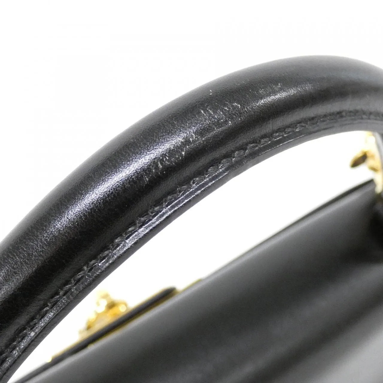 HERMES Kelly 001865CC Handbag Box Calf Black Box Calf Leather Rank B - Thumbnail 7