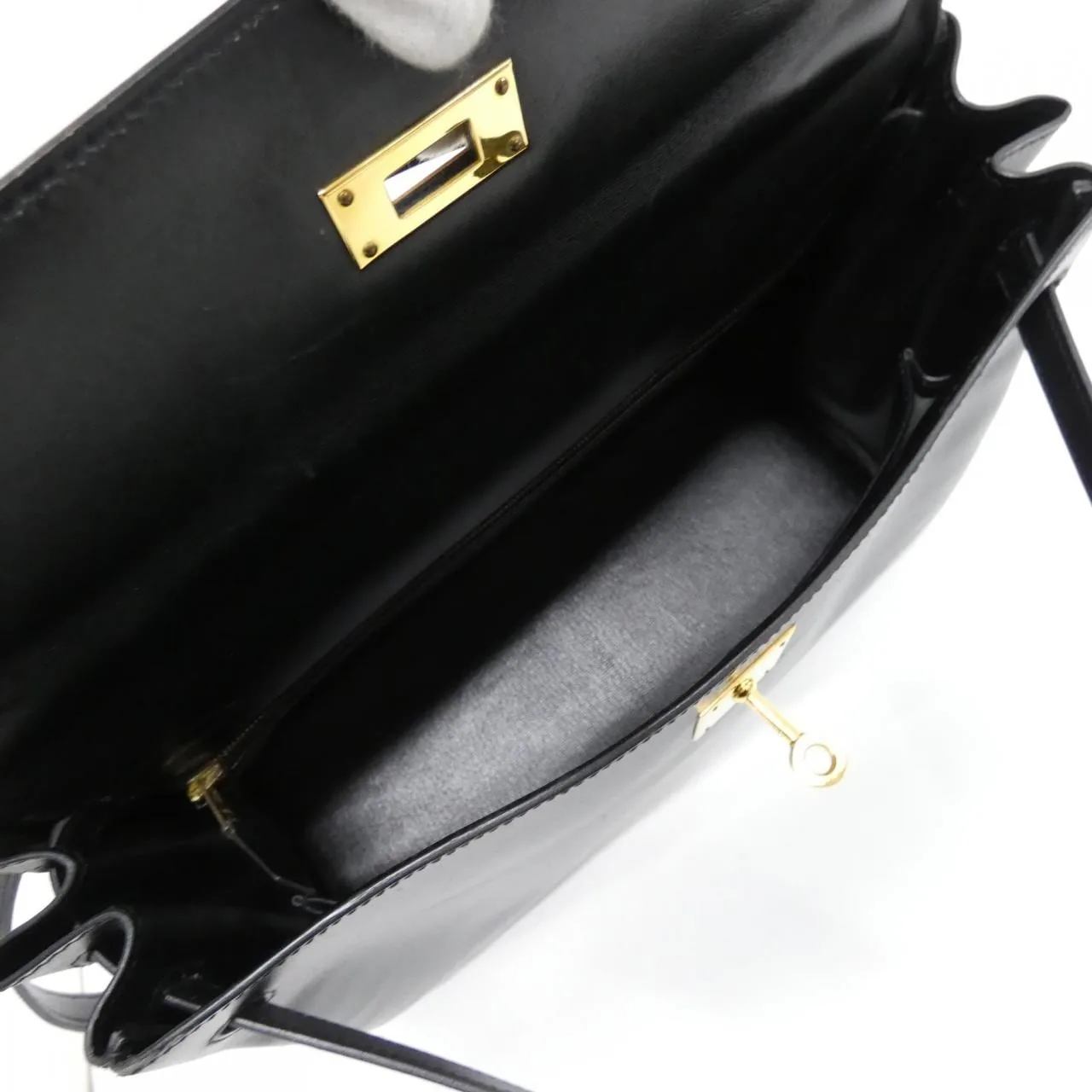 HERMES Kelly 001865CC Handbag Box Calf Black Box Calf Leather Rank B - Thumbnail 8