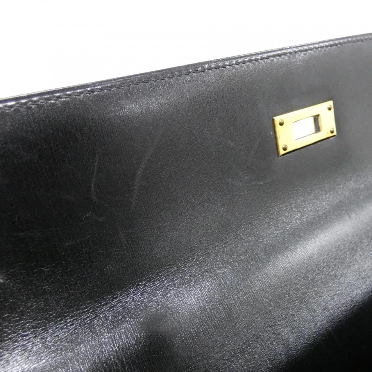 HERMES Kelly 001865CC Handbag Box Calf Black Box Calf Leather Rank B - Thumbnail 9