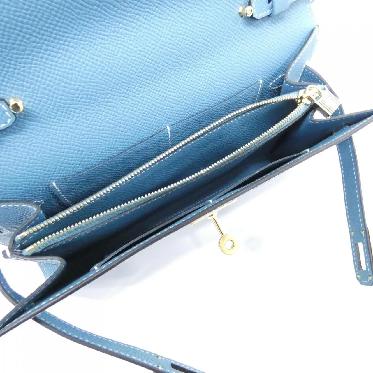 HERMES Kelly 080253CC Wallet Epsom 藍色 Epsom 皮 中古品A - 縮圖 7